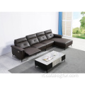 nuova tendenza Set di divani in pelle moderni economici bianchi con mobili da soggiorno in pelle chiara a LED